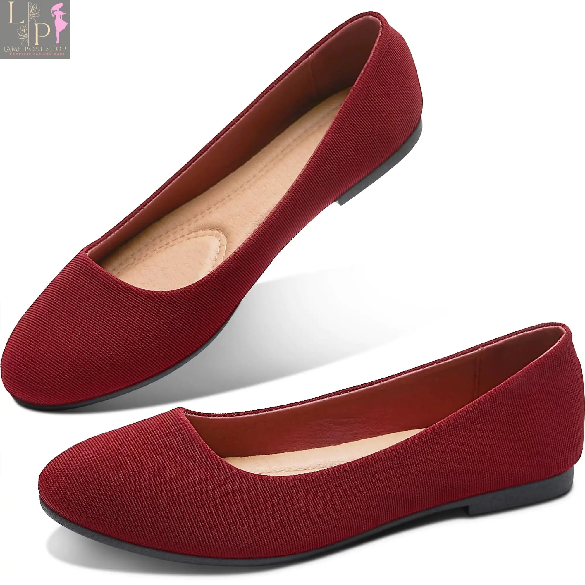 Women's flat shoes by Lamp Post, stylish and comfortable for summer dresses, featuring a sleek design and soft material.