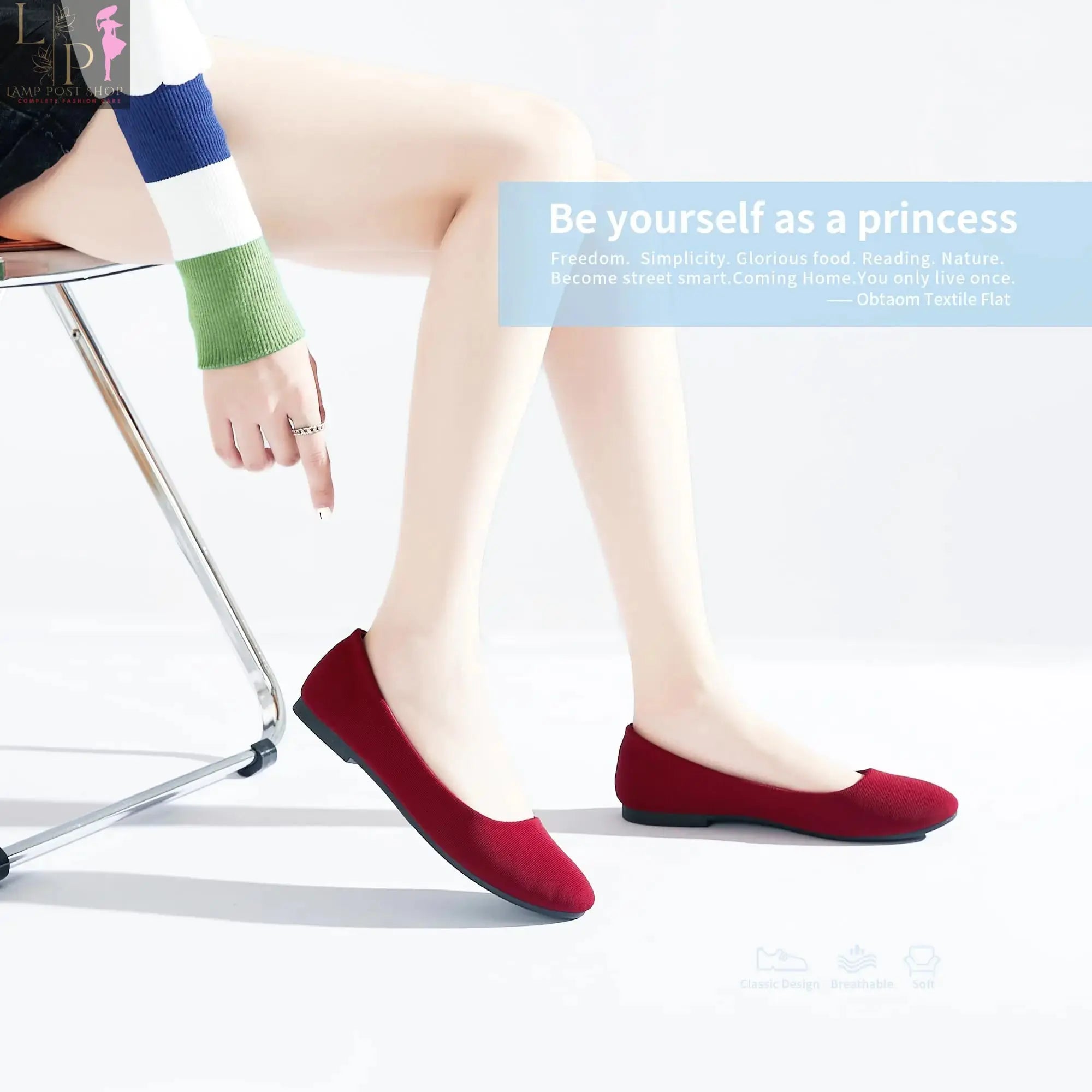 Lamp Post women's flat shoes in a stylish summer dress style, featuring comfortable slip-on design and casual footwear for warm weather.
