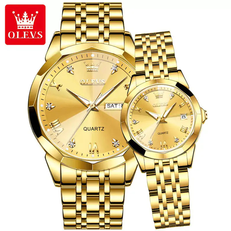 Silver and blue couple watch set by Lamp Post featuring matching wristwatches for partners with sleek designs.