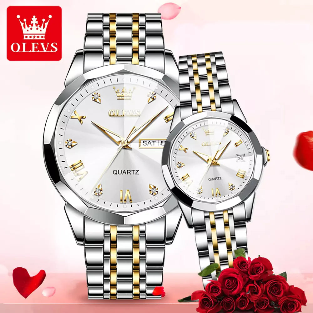 Silver and blue couple watch set by Lamp Post featuring matching wristwatches with sleek design and minimalist style.