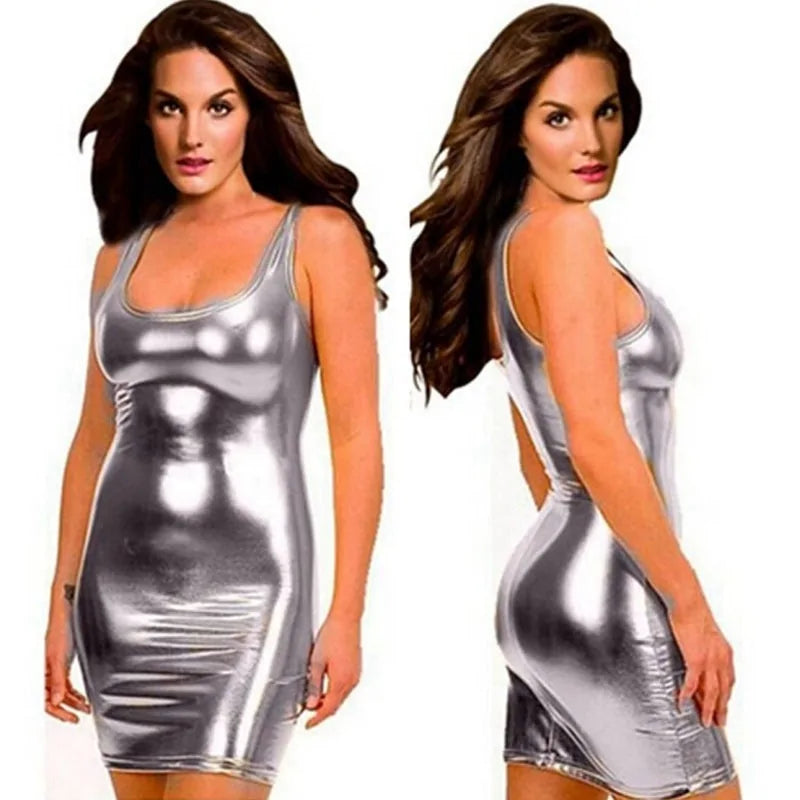 Silver women’s sexy lingerie dress by Lamp Post, featuring a fitted, stylish design perfect for intimate occasions.