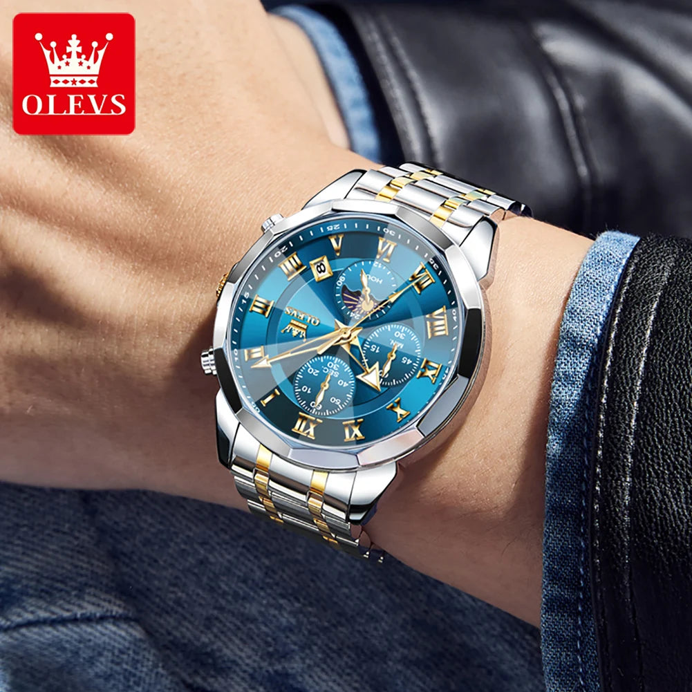Silver men's gift watch by Lamp Post featuring a waterproof quartz design, suitable for various occasions.