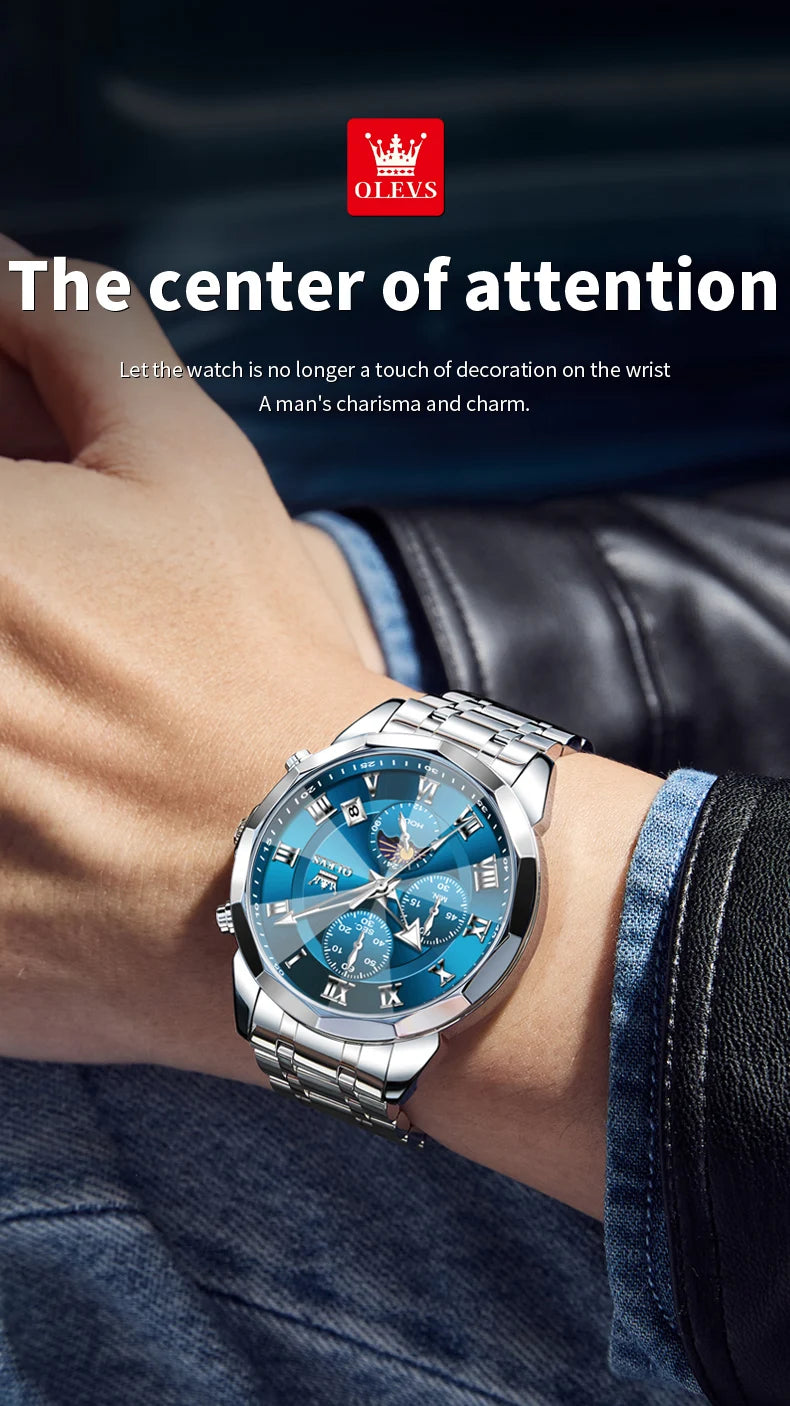 Silver men's gift watch by Lamp Post featuring a waterproof quartz movement and versatile design, ideal for gifting or everyday wear.
