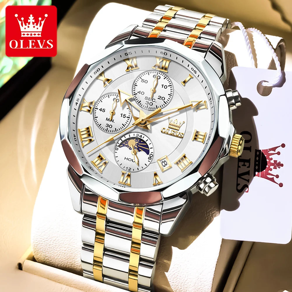 Silver men's gift watch by Lamp Post featuring a waterproof quartz movement, perfect for versatile and stylish wear.