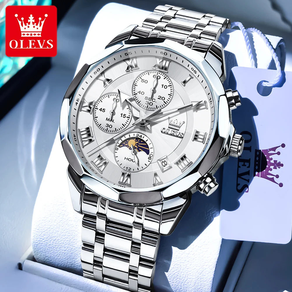 Silver men's waterproof quartz watch by Lamp Post, featuring a sleek design suitable for various occasions.