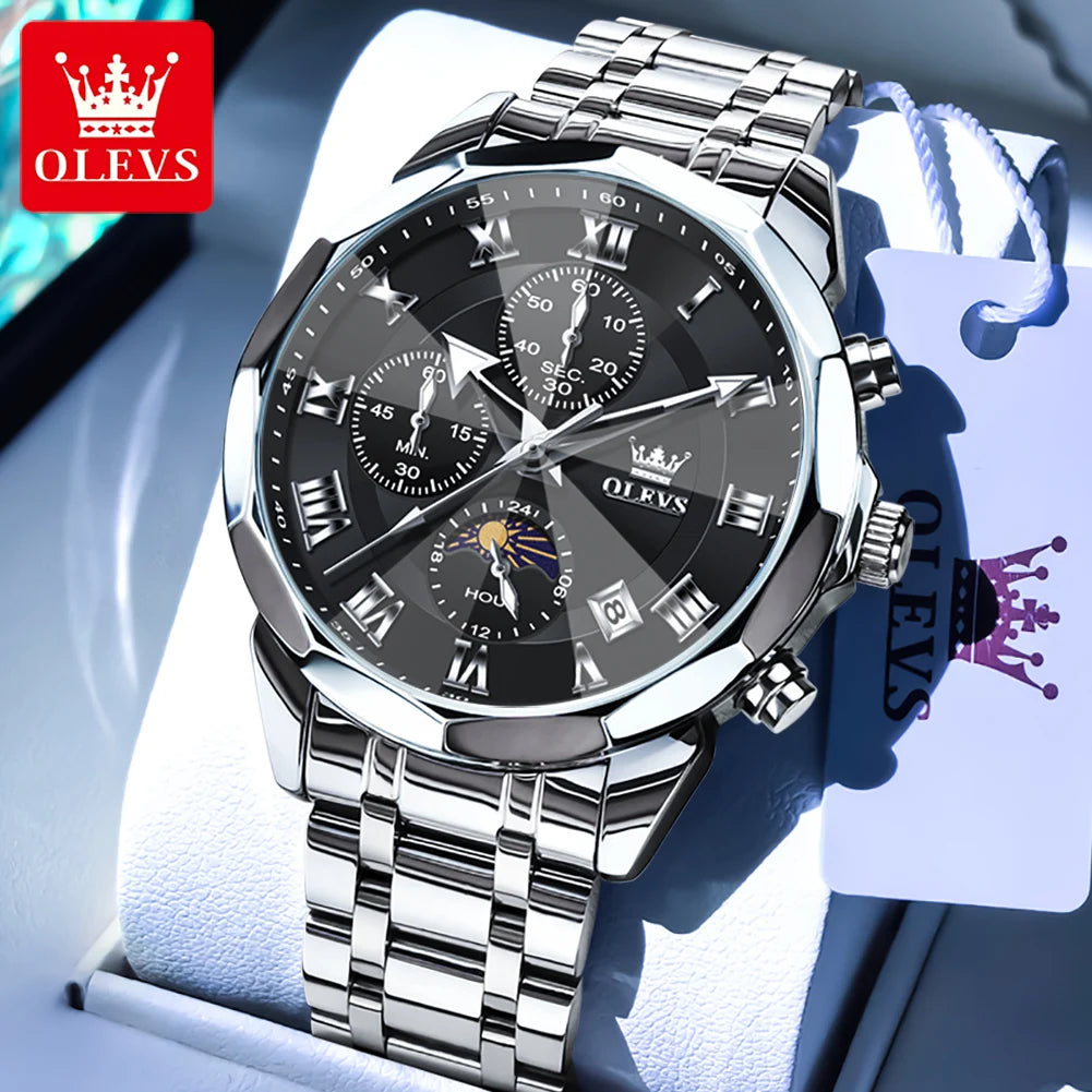 Silver men's waterproof quartz watch by Lamp Post with a sleek design, perfect as a versatile gift for men.