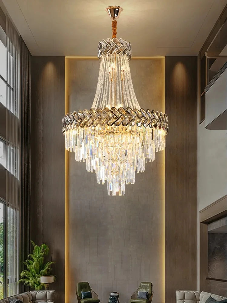 Smoky grey 2024 Nordic modern luxury K9 crystal chandelier by Lamp Post, 100cm diameter, ideal for living room lighting.