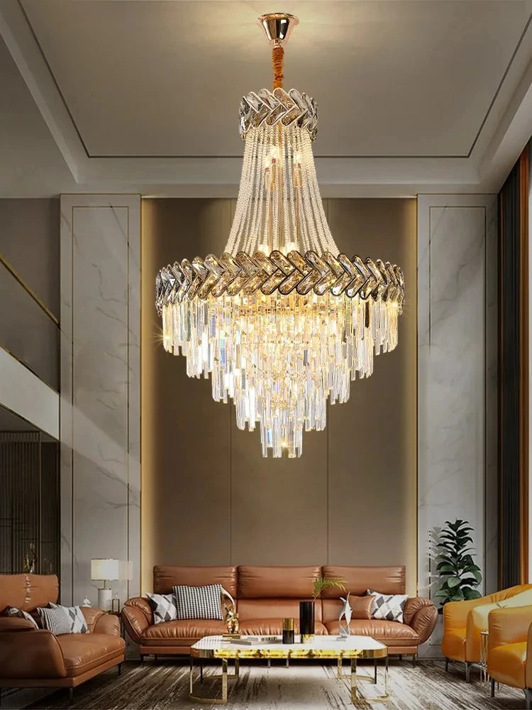 Smoky grey 2024 Nordic modern luxury K9 crystal chandelier by Lamp Post with cold white lighting, 100cm diameter for living room decor.