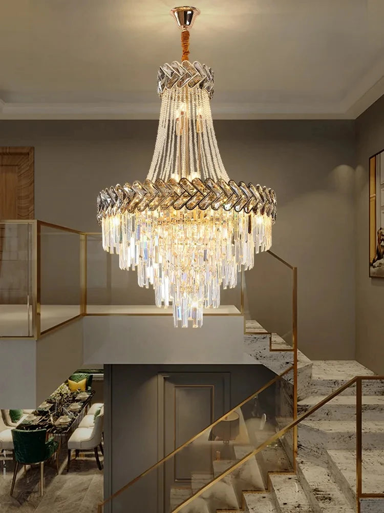 Smoky grey 2024 Nordic modern luxury K9 crystal chandelier by Lamp Post with cold white lighting, ideal for living room decor.