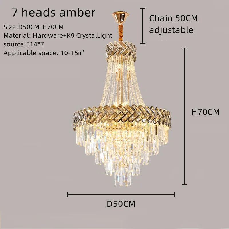 Smoky grey 2024 Nordic modern luxury K9 crystal chandelier by Lamp Post, 100cm diameter, ideal for living room decor.