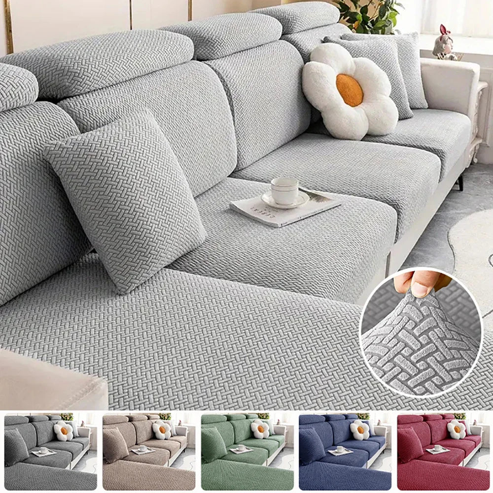 Lamp Post L-shape sofa seat cushion cover for living room, protects furniture with a stylish coffee-colored fabric.