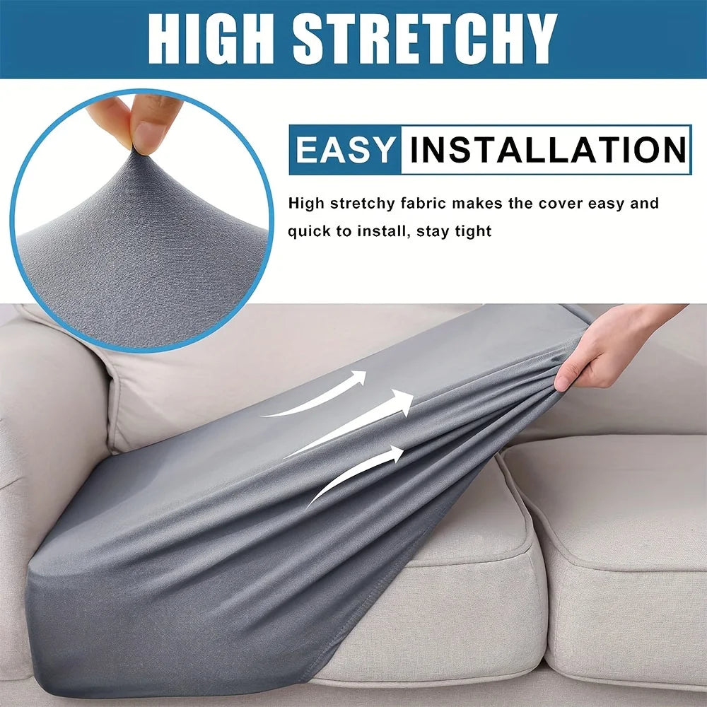 Lamp Post sofa cover in neutral color, protecting furniture in bedroom, office, living room, with a soft fabric design.