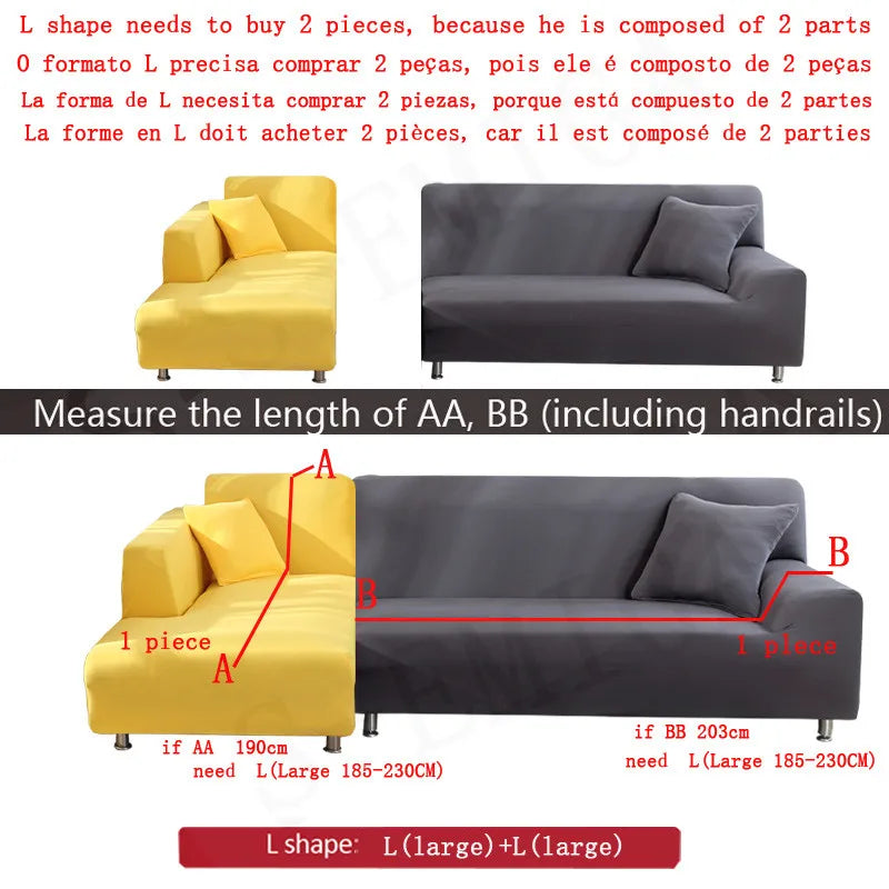 Lamp Post L-shape sofa armchair cover in color 24, fits 145-185cm living room sofa, protects and updates your furniture.