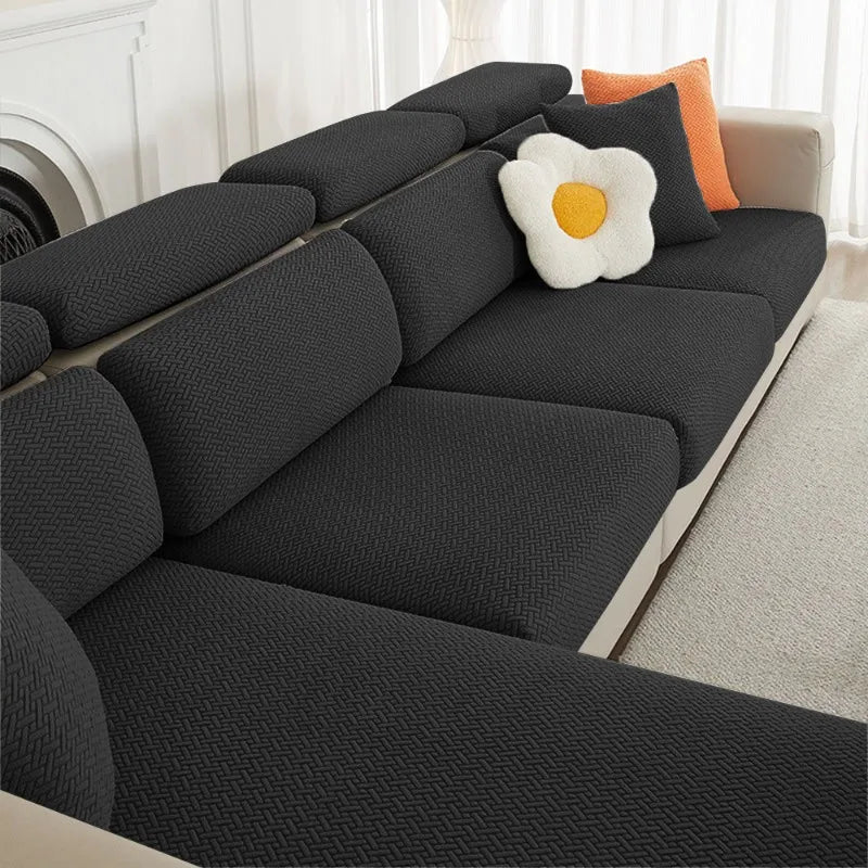 Dark grey Lamp Post sofa cushion cover for living room, fits standard-sized cushions, made of durable fabric.