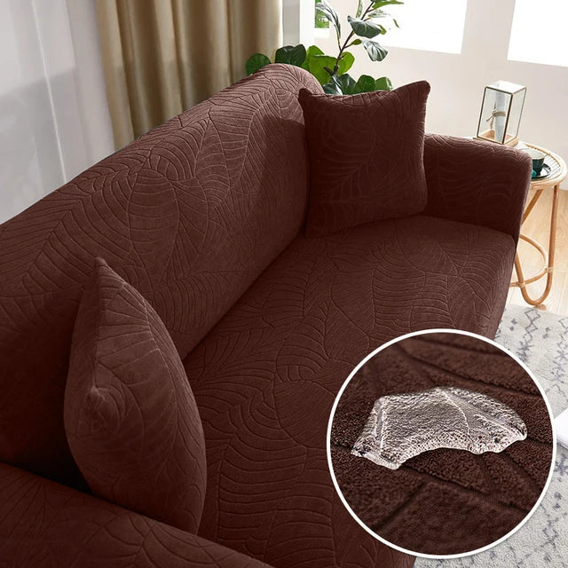 Taupe L-shaped corner sofa cover by Lamp Post, designed for 4-seater living room sofas, measuring 235-300cm.