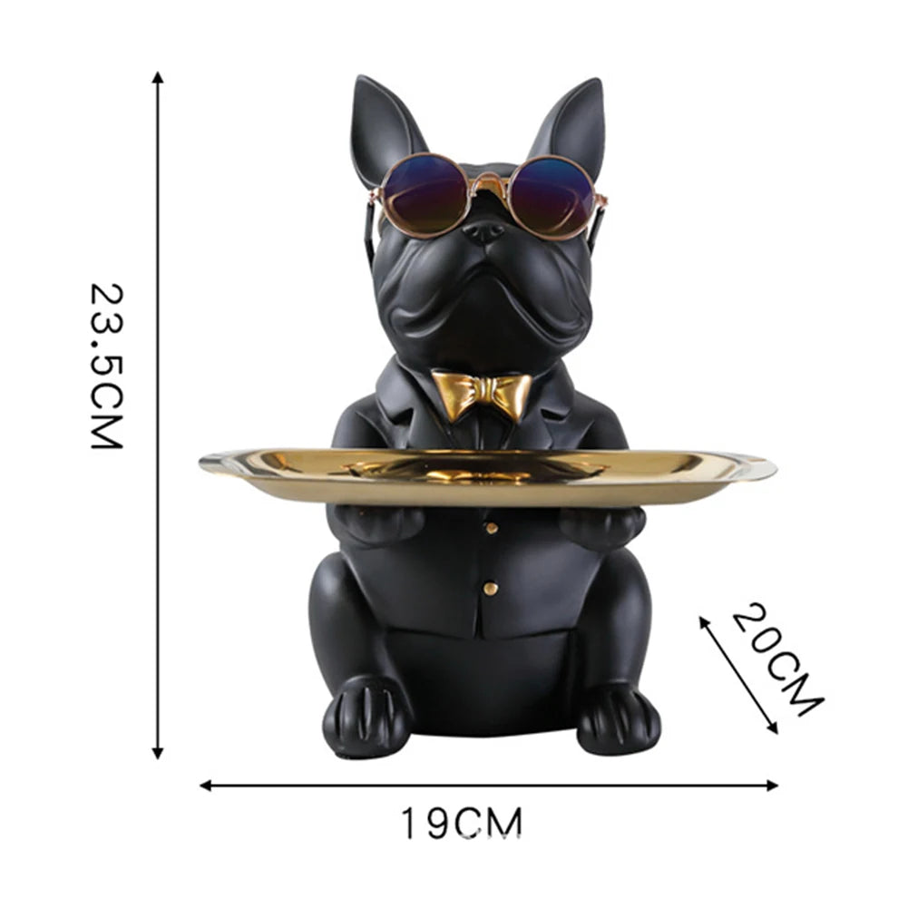 Lamp Post Bulldog figurine dog sculpture serving as a resin storage box and home decor ornament, featuring detailed puppy craftsmanship.