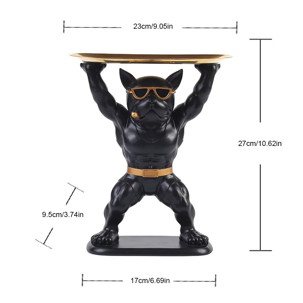 Lamp Post resin bulldog figurine serving as a decorative dog statue and storage box, crafted as a charming home decor ornament.
