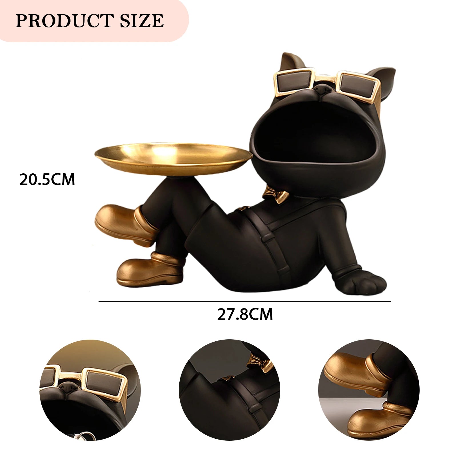 Lamp Post Bulldog figurine, resin dog sculpture and storage box, detailed animal ornament for home decor and decoration.