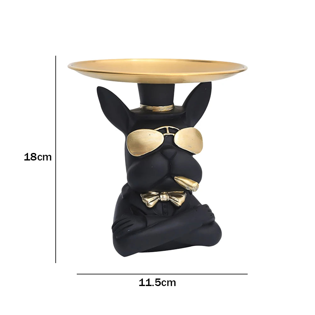 Resin Bulldog figurine sculpture by Lamp Post, serving as a decorative dog statue and storage box for home decor.