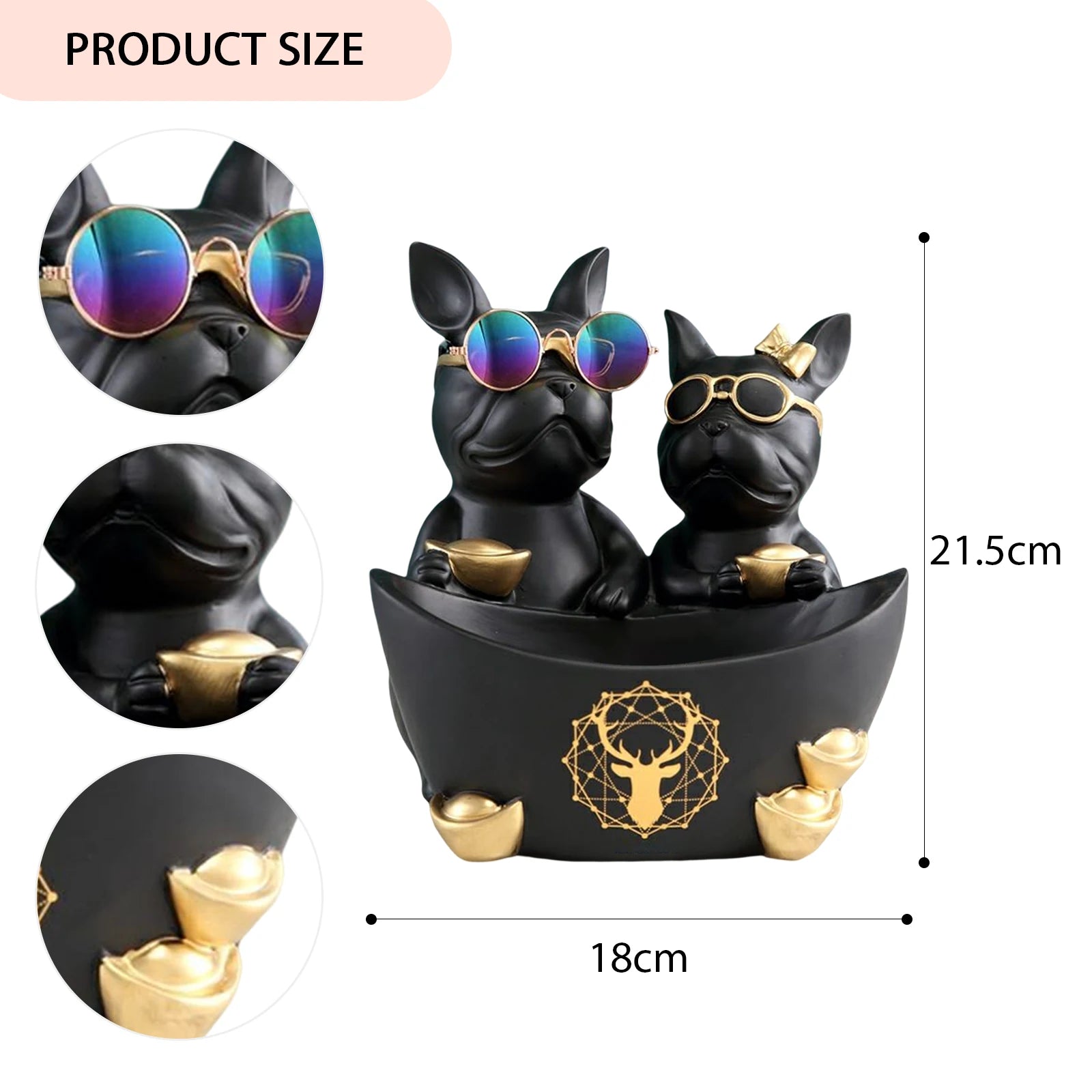 Lamp Post Bulldog figurine, resin dog sculpture with storage box, detailed home decor ornament, realistic puppy art sculpture
