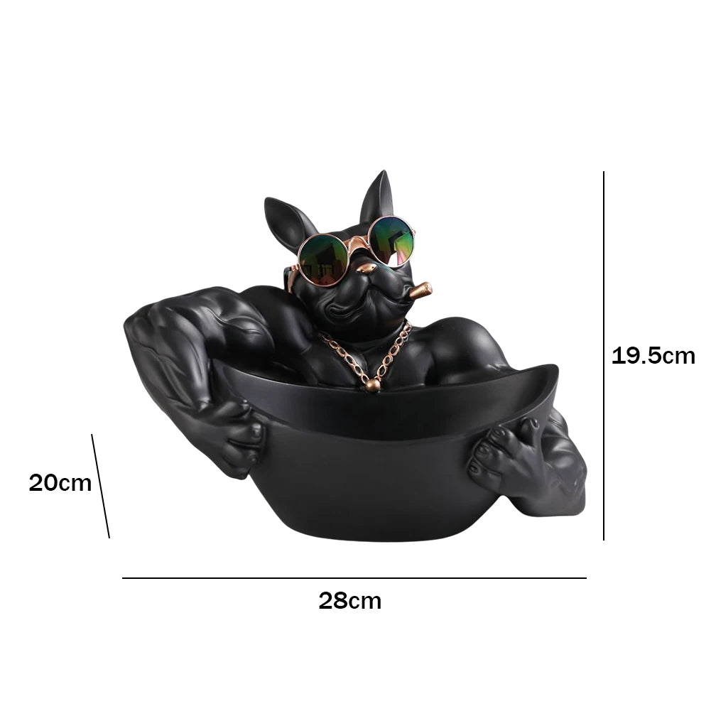 Lamp Post resin bulldog figurine sculpture serving as a stylish dog statue and storage box for home decor.