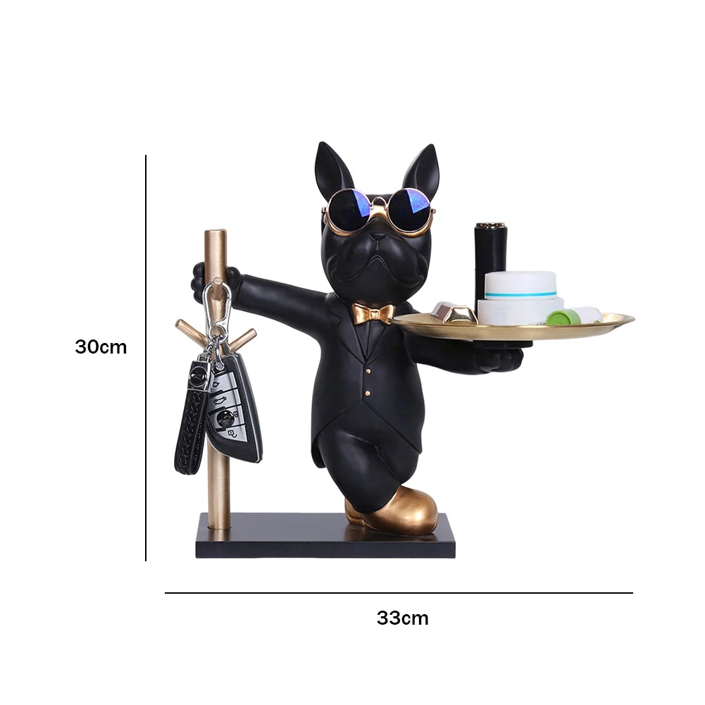 Lamp Post bulldog figurine sculpture serving as a decorative resin dog statue and storage box for home decor.