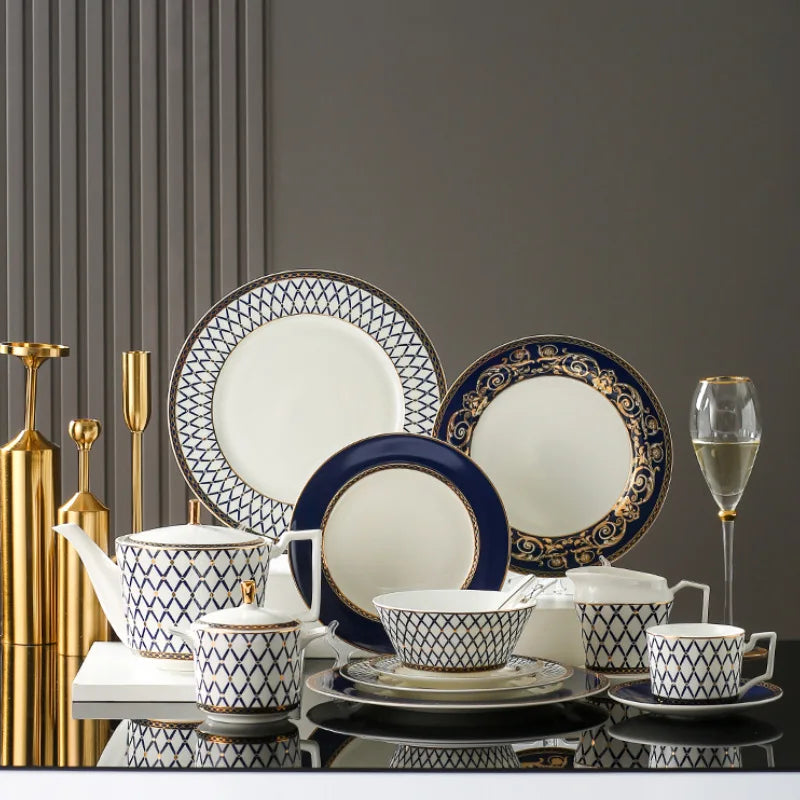 Lamp Post full dinnerware set with assorted plates, bowls, and cups for complete kitchen tableware display.