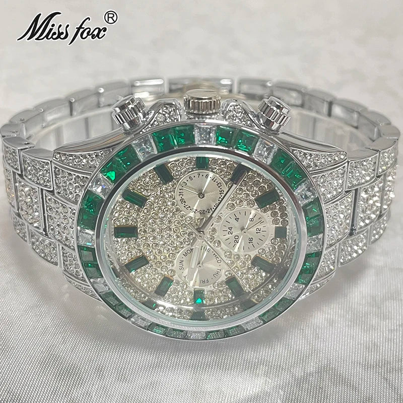 Men’s gold luxury watch by Lamp Post featuring a diamond hip hop style with a bold, stylish design and intricate detailing.