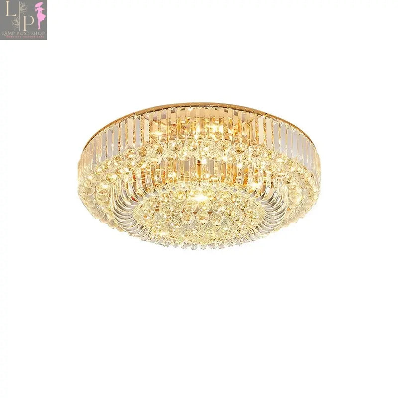 European crystal LED ceiling chandelier by Lamp Post with gold finish, ideal for living room and foyer decor.