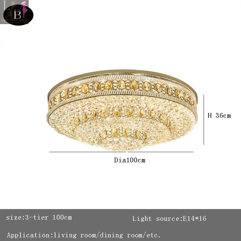 European Crystal LED Ceiling Chandelier by Lamp Post with gold finish, elegant design for living room and foyer decor.