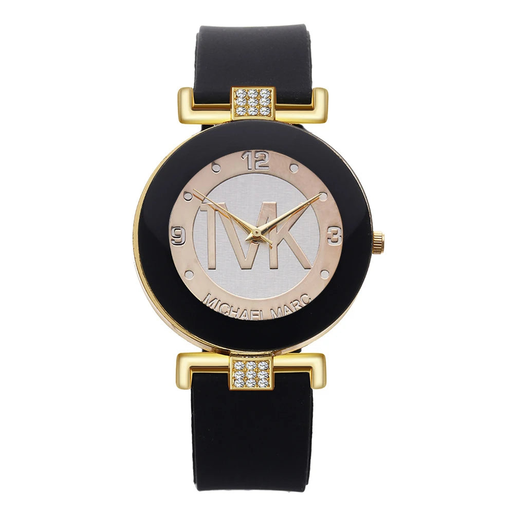 Elegant white women's fashion watch by Lamp Post featuring a simple luxury design and classic round dial.