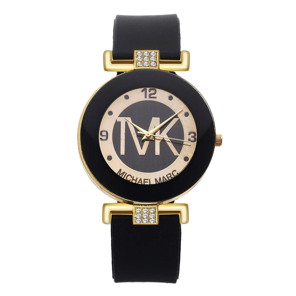 White luxury women's watch by Lamp Post featuring a simple, elegant design with a classic round dial and stylish strap.