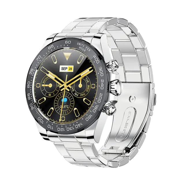 Black Pro Men Smart Watch by Lamp Post featuring a sleek watch face and digital display, designed for modern men's wearable technology.
