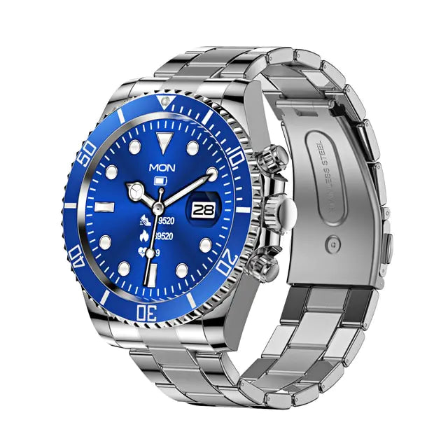 Black Pro Men Smart Watch by Lamp Post featuring a sleek digital display and adjustable strap for fitness and daily use.