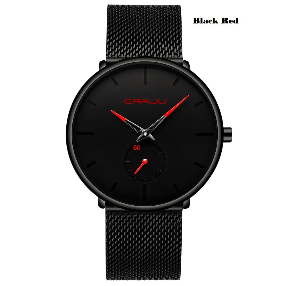 Black and red luxury quartz watch for men by Lamp Post, featuring a sleek design and premium craftsmanship.