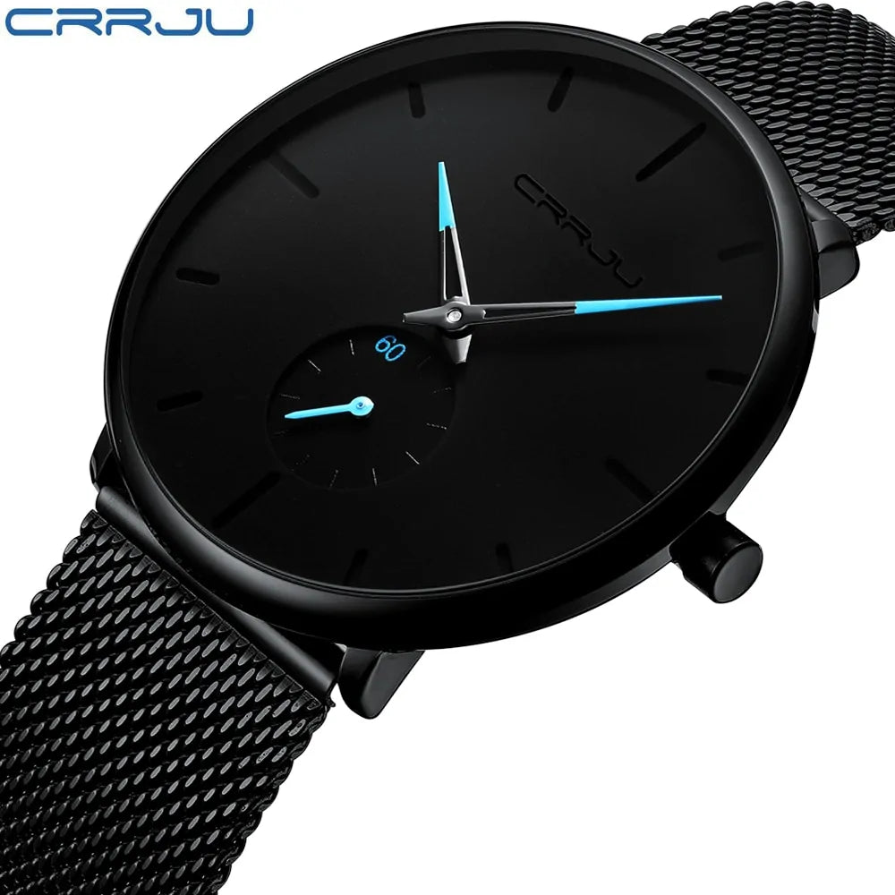 Luxury quartz men's watch by Lamp Post featuring a black and red dial with a sleek design and stainless steel strap.