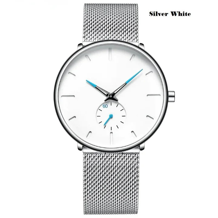 Black and red luxury quartz men's watch by Lamp Post with a sleek design and stainless steel strap.