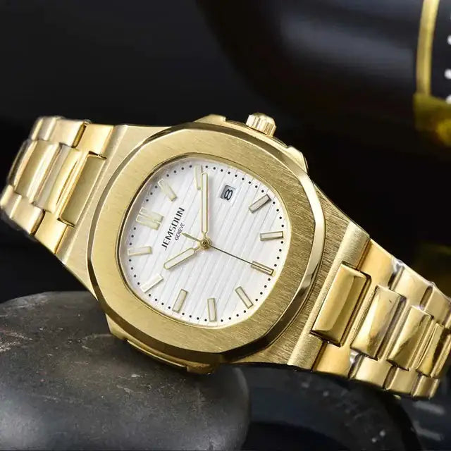 Bronze luxury military quartz watch for men by Lamp Post, featuring a sleek dial and durable strap.