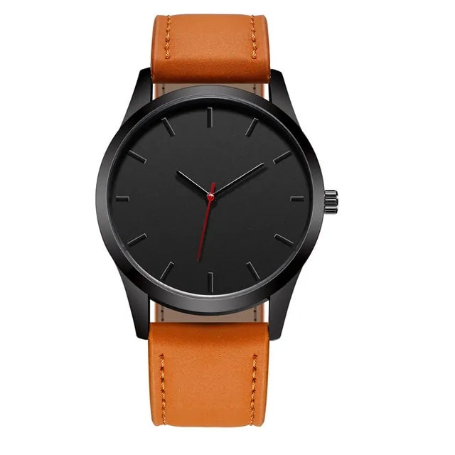 Lamp Post large dial military quartz men's watch with brown strap and rugged design, suitable for outdoor and everyday wear.