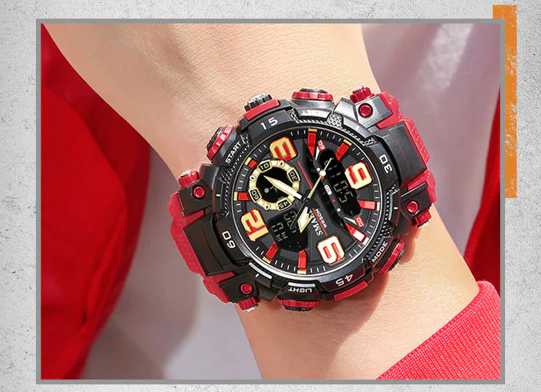 Digital men's military watch by Lamp Post with sport-style design, outdoor G wristwatch, and stopwatch features.