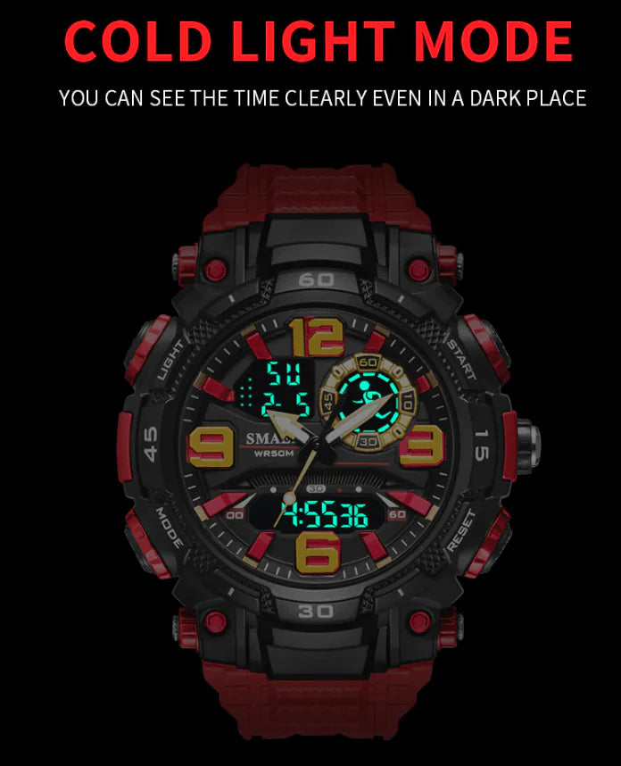 Digital military-style men's wristwatch by Lamp Post featuring sport design, outdoor G-style wristwatch with stopwatch function