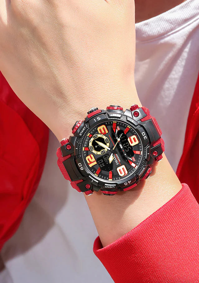 Military men's digital sport watch by Lamp Post, featuring outdoor G-style design and stopwatch function.