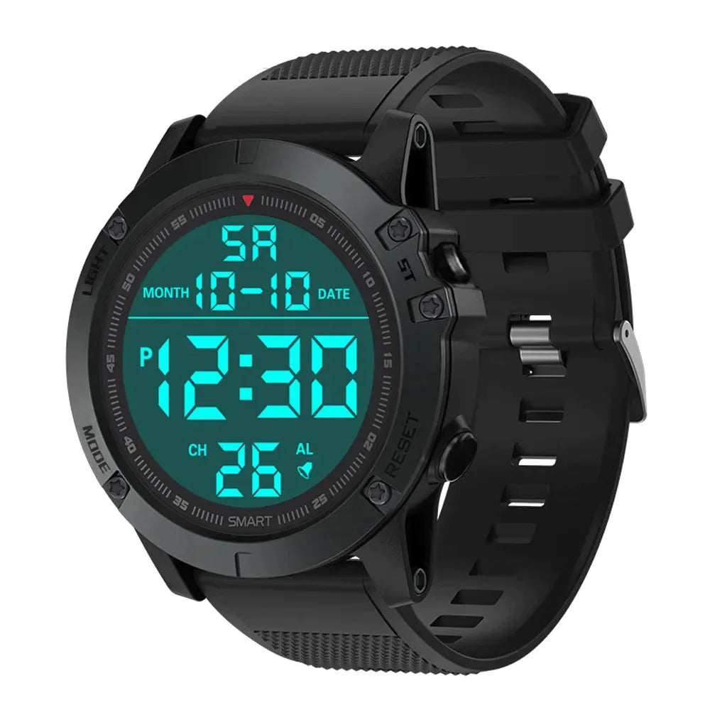Men's waterproof digital sports watch by Lamp Post with military tactical design, LED backlight, and durable wristband.