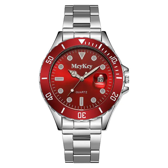 Fashion men's stainless steel watch by Lamp Post featuring a sleek black dial and modern design.