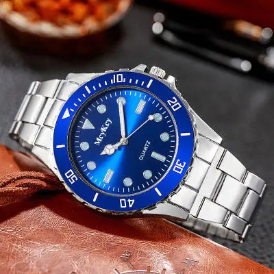 Black stainless steel men's watch by Lamp Post, featuring a sleek watch face and durable band for stylish everyday wear.