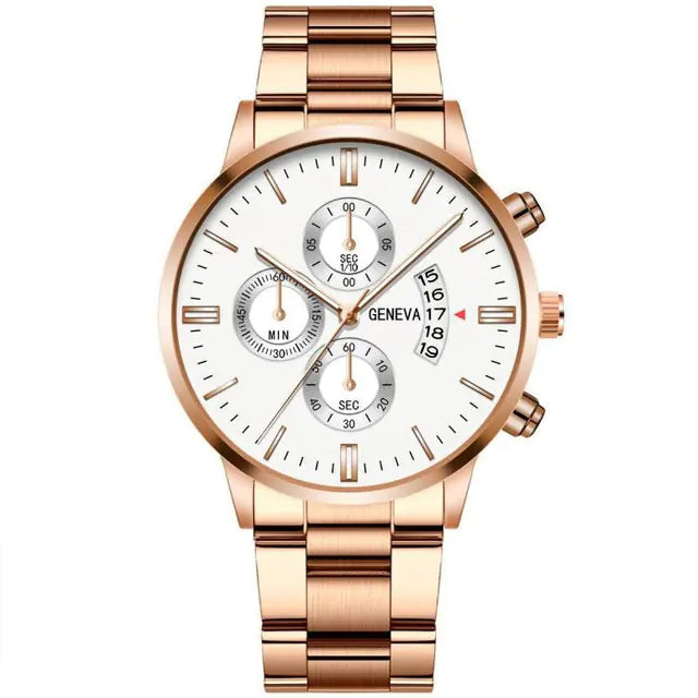 Fashion men's stainless steel watch by Lamp Post with a sleek black dial and modern design, perfect for stylish everyday wear.