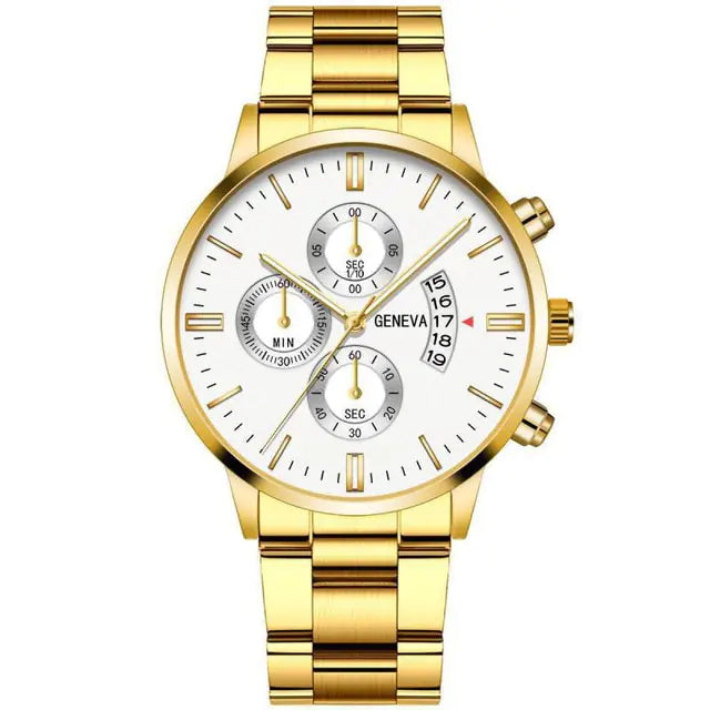 Fashion men's stainless steel watch by Lamp Post featuring a sleek black dial and modern design.