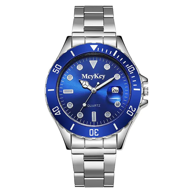 Fashion men's stainless steel watch by Lamp Post featuring a sleek black dial and durable metal band.