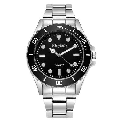 Fashion men's stainless steel watch by Lamp Post featuring a sleek black dial and modern design.