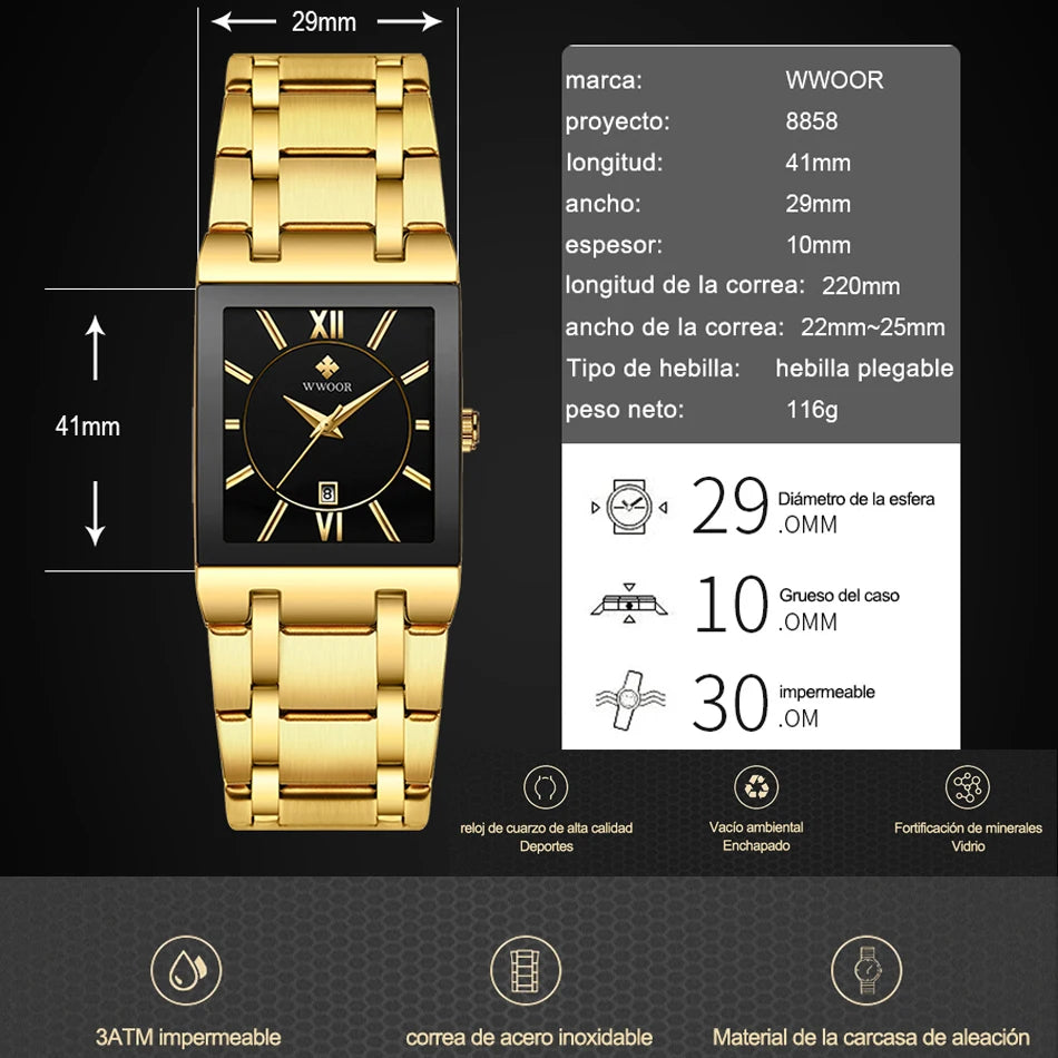 Gold Quartz stainless steel men's watch by Lamp Post with a sleek design and round dial, perfect for everyday wear.